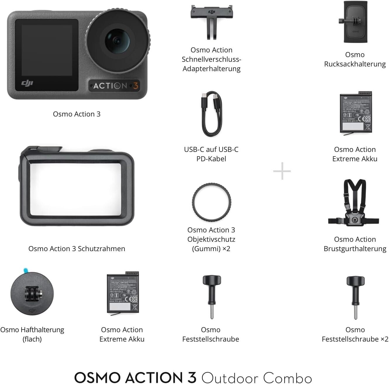 DJI Osmo Action 3 Outdoor-Combo - 4K HDR 360° Action Panorama Kamera NEU OVP