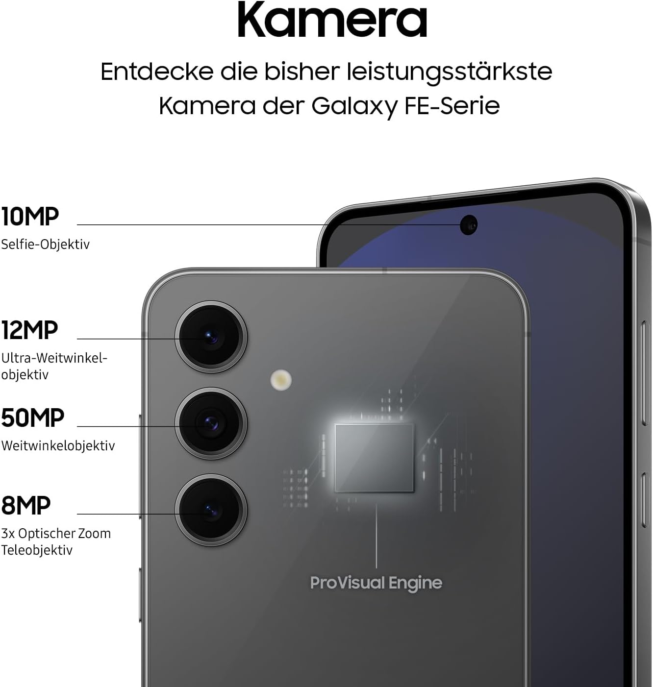 Samsung Galaxy S24 FE 128GB AI Smartphone ohne Vertrag, 8 GB RAM 50-MP-Kamera, Lange Akkulaufzeit, Graphite
