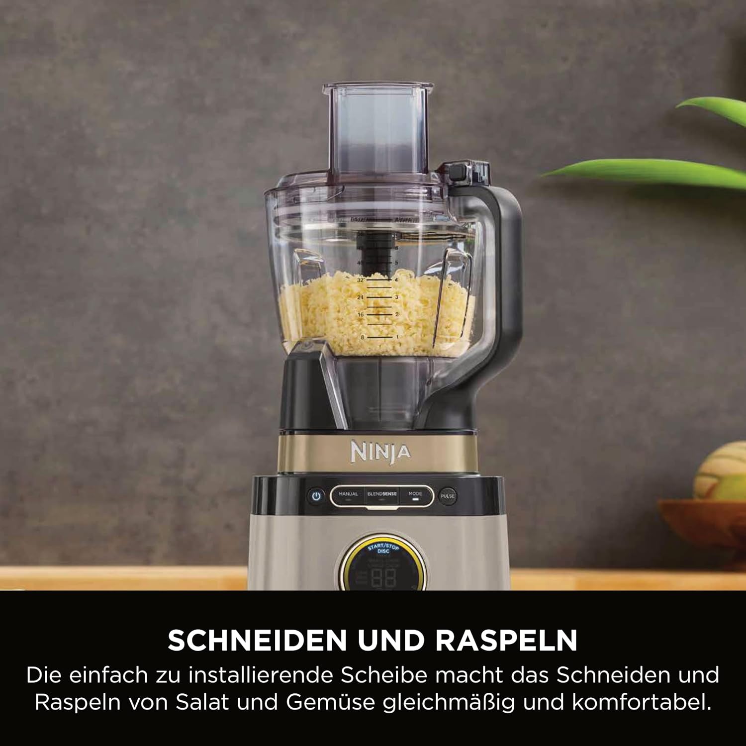 Ninja 3-in-1 Detect Power Blender Processor Pro, Stone Gold, TB401EUSTGD | kraftvolle 1200W Küchenmaschine, Single Serve & Knethaken, 3x Single Serve Tassen, Krug, Teig, mischen & hacken