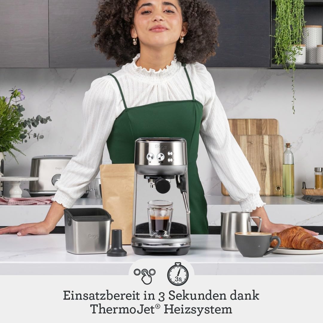 Sage The Bambino Siebträgermaschine Espressomaschine SES450 Edelstahl / Silber (SES450BSS4EEU1)
