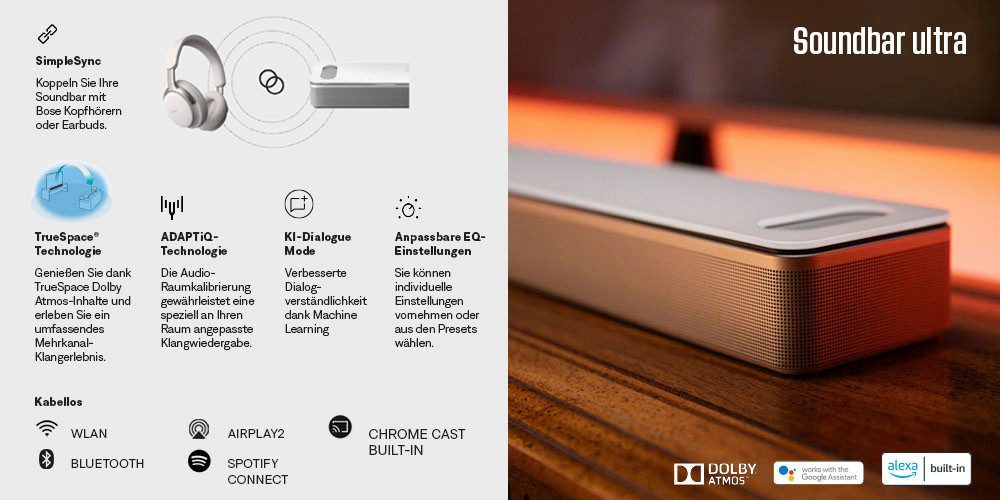 BOSE Smart Ultra Soundbar mit Dolby Atmos Soundbar 5.1 (Multiroom, Immersive Sound, Alexa, AIRPLAY 2, Simple Sync) *NEU & OVP*