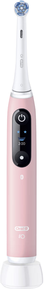 Oral-B iO Series 6N Elektrische Zahnbürste, Bluetooth, 5 Putzmodi, 2 Bürsten, 1 Reisetasche, Weiß/Rosa