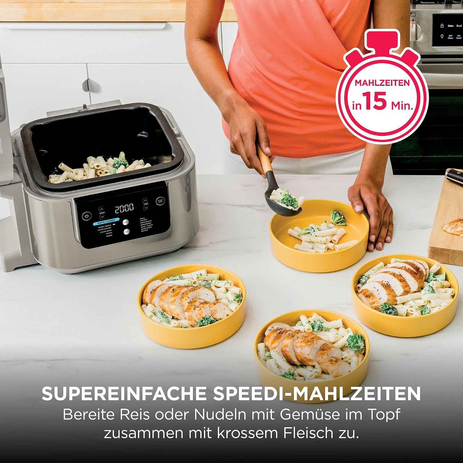 Ninja Speedi Multikocher, 5,7L, 12-in-1 Multicooker, Stone Gold ON500EUSTGD | Air fryer Heißluftfritteuse, Slow Cooker Langsamkochen, Grillen, Backen