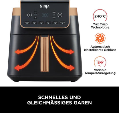Ninja Heißluftfritteuse MAX PRO, AF180EUCP, 6,2 L, Schwarz/Kupfer, ölfrei