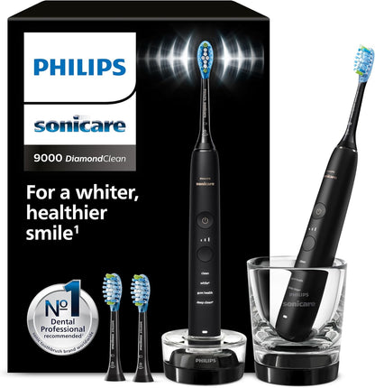Philips Sonicare DiamondClean 9000 elektrische Zahnbürste, Doppelpack, Schallzahnbürste. Ladeglas,  Modell HX9914/63