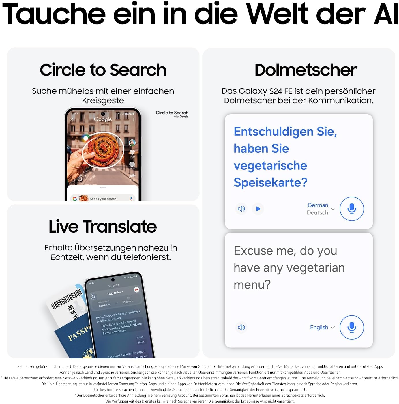 Samsung Galaxy S24 FE 128GB AI Smartphone ohne Vertrag, 8 GB RAM 50-MP-Kamera, Lange Akkulaufzeit, Graphite