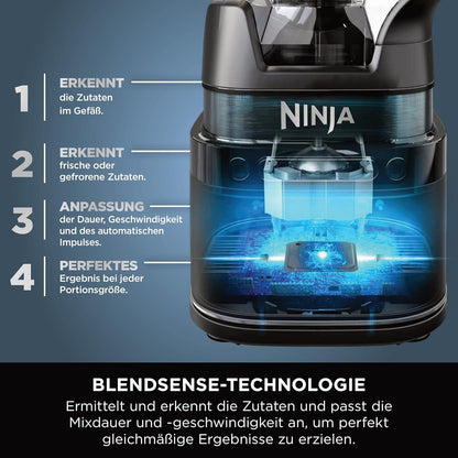 Ninja 3-in-1 Detect Power Blender Processor Pro, Stone Gold, TB401EUSTGD | kraftvolle 1200W Küchenmaschine, Single Serve & Knethaken, 3x Single Serve Tassen, Krug, Teig, mischen & hacken