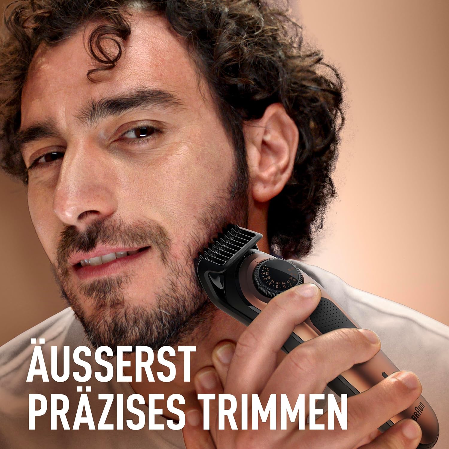 King C. Gillette Elektrischer Barttrimmer Pro für Männer mit Präzisionsrad für 40 Bartlängen, Abwaschbar, Lebenslang scharfe Klingen aus Vollmetall, Schwarz und Kupfer