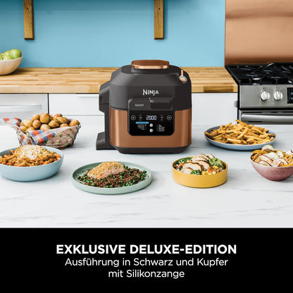 Ninja Speedi Multikocher, 5,7L, 10-in-1 Multicooker, Airfryer Fritteuse, Slow Cooker Langsamkochen, Grillen, Backen, Schwarz & Kupfer ON400EUCP
