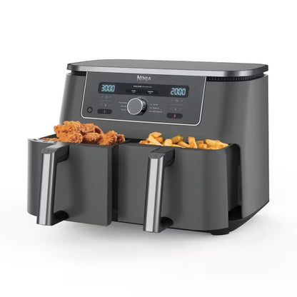 Ninja Dual Zone Air Fryer DZ400EU, 2 Schubladen, 6-in-1, Heißluftfritteuse Grau